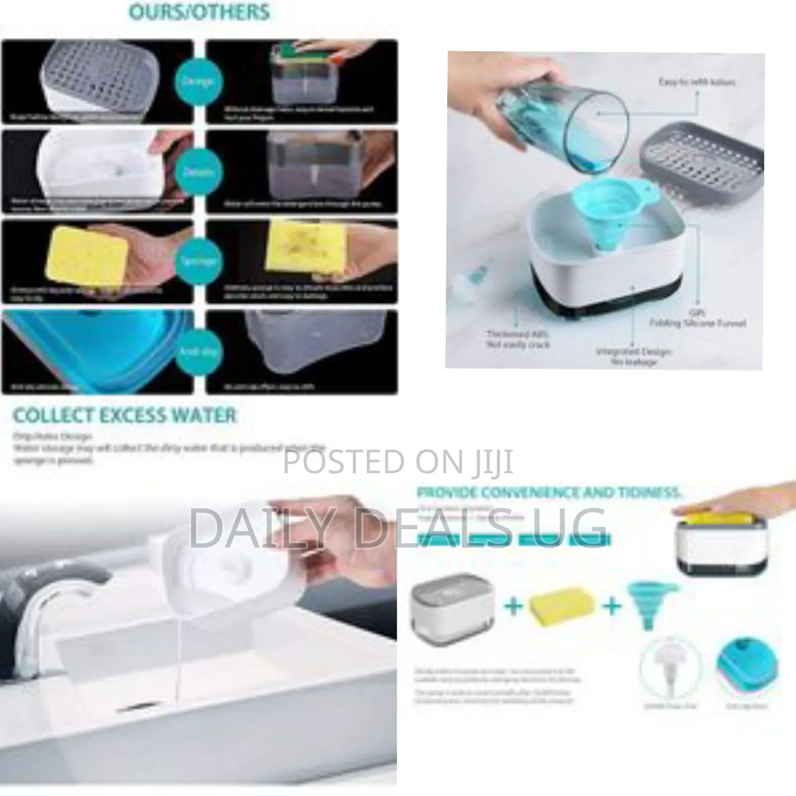 2 in 1 Countertop Dish Washing Liquid Soap Dispenser Pump With Sponge