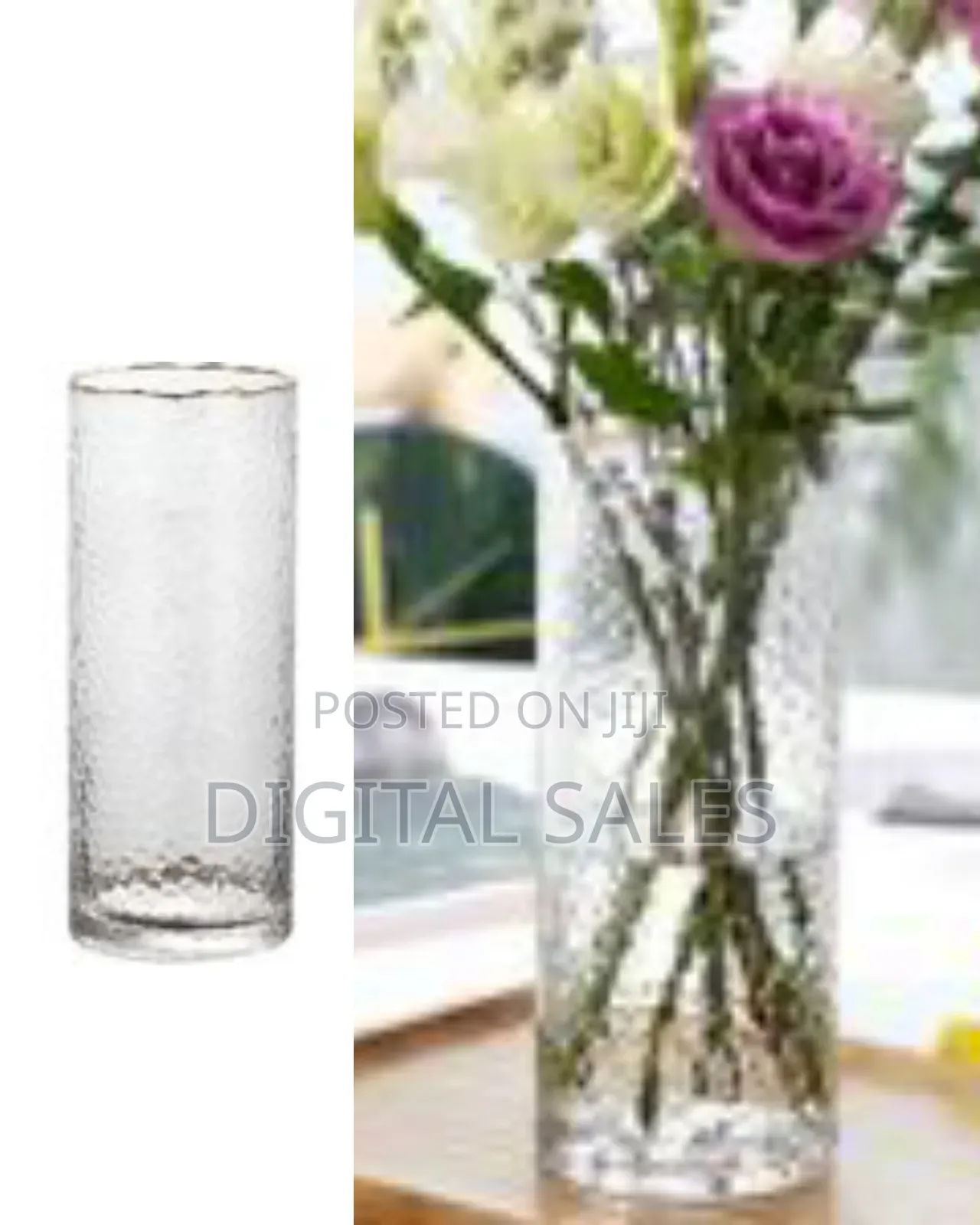 Table Cylindrical Vase, Transparent Luxury Vase With Phnom Rim