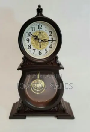 Clocks, Fireplace Clock With Pendulum Wood Retro Desk Clock Mute0