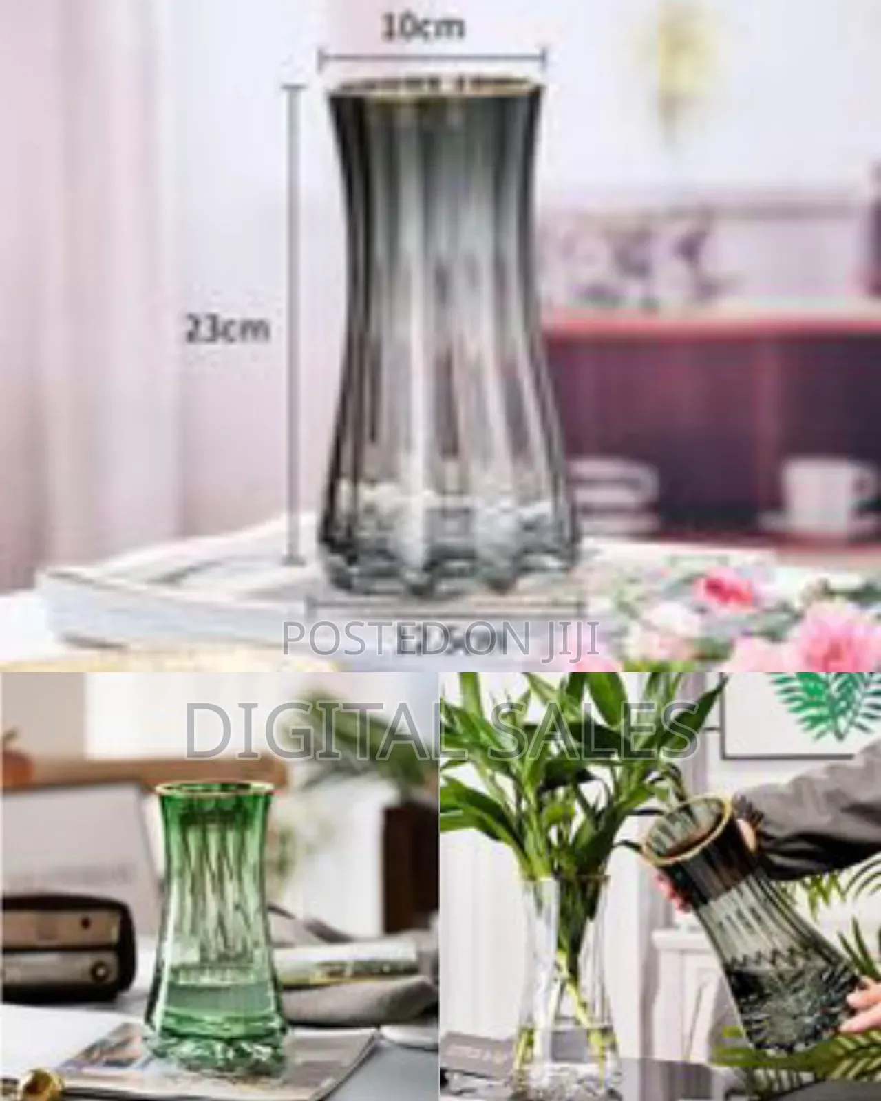 Golden Edge Hydroponic Vase for Living Room Decorations Transparent