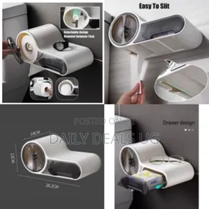 Wall-Mounted Toilet Paper Holder Storage Bathroom Stand Organizer