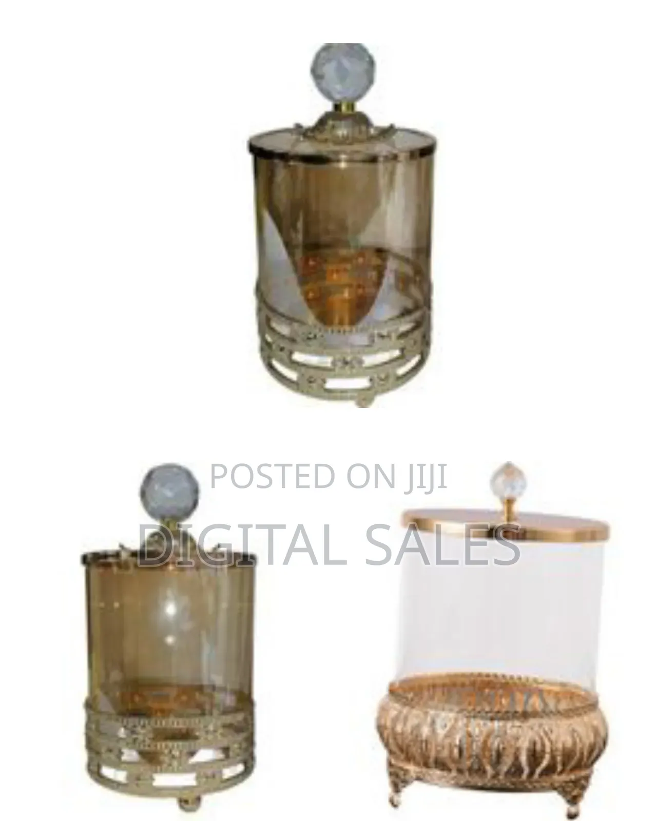23*17cm Fityle Glass Candy Jar With Lid Sugar Bowl Holder Decoration
