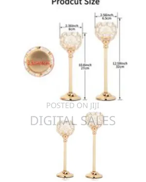Gold Crystal Candle Holders Set of 2, Table Centerpieces for Dining