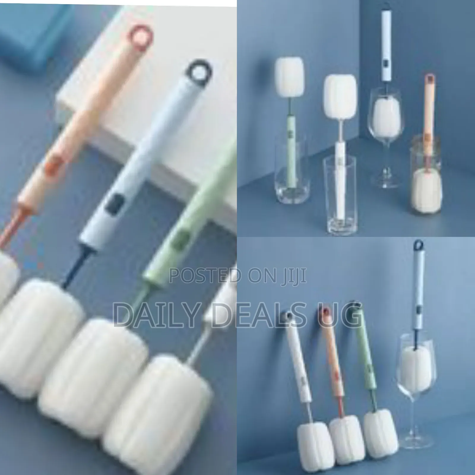 2 Pc Sponge Cleaning Dish Bottle Glass Cup Scrubber Brush -Multicolour
