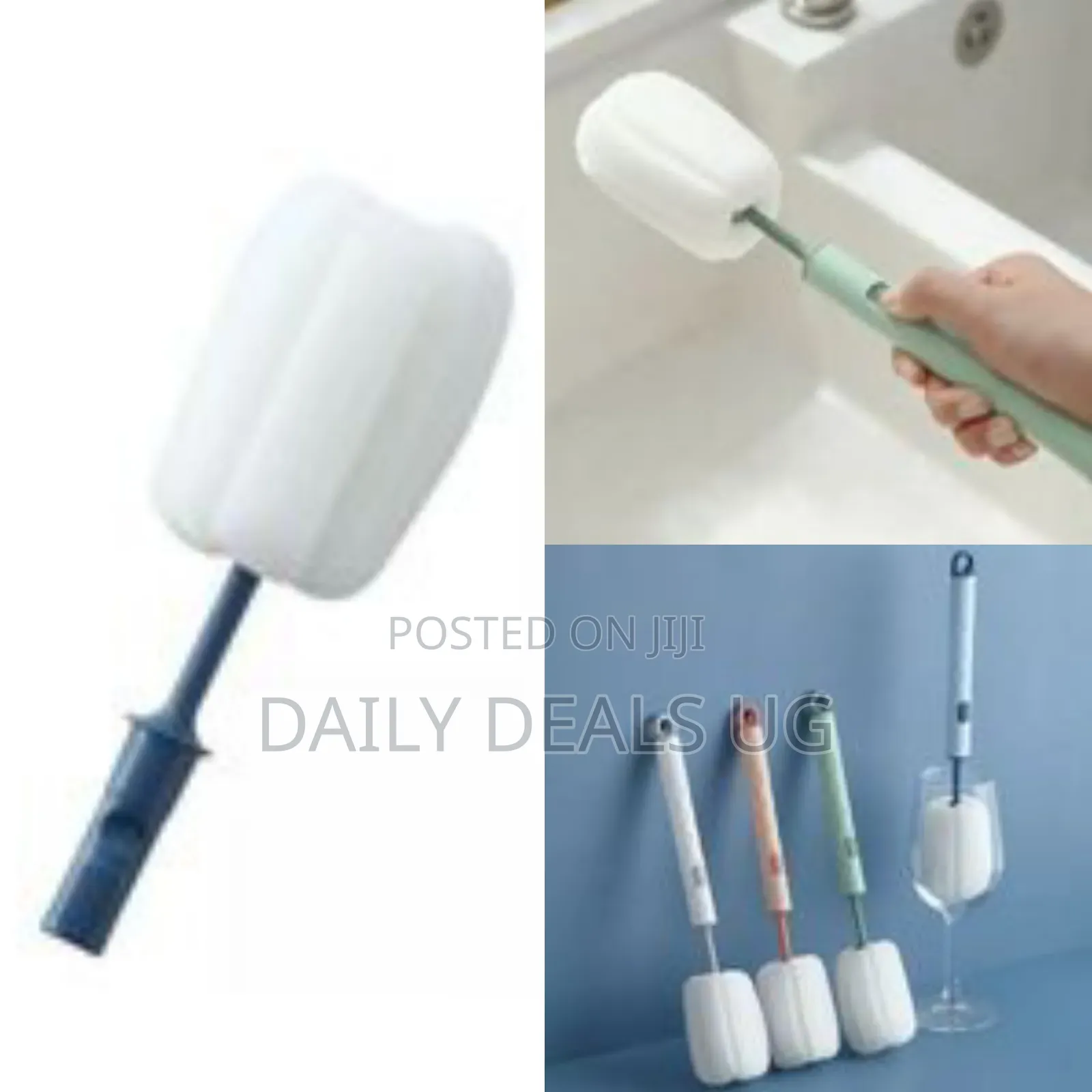 2 Pc Sponge Cleaning Dish Bottle Glass Cup Scrubber Brush -Multicolour