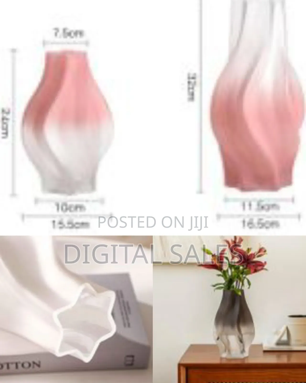 Modern Art Twists Ceramic Flower Vase, Irregular Shaped Clear Glass