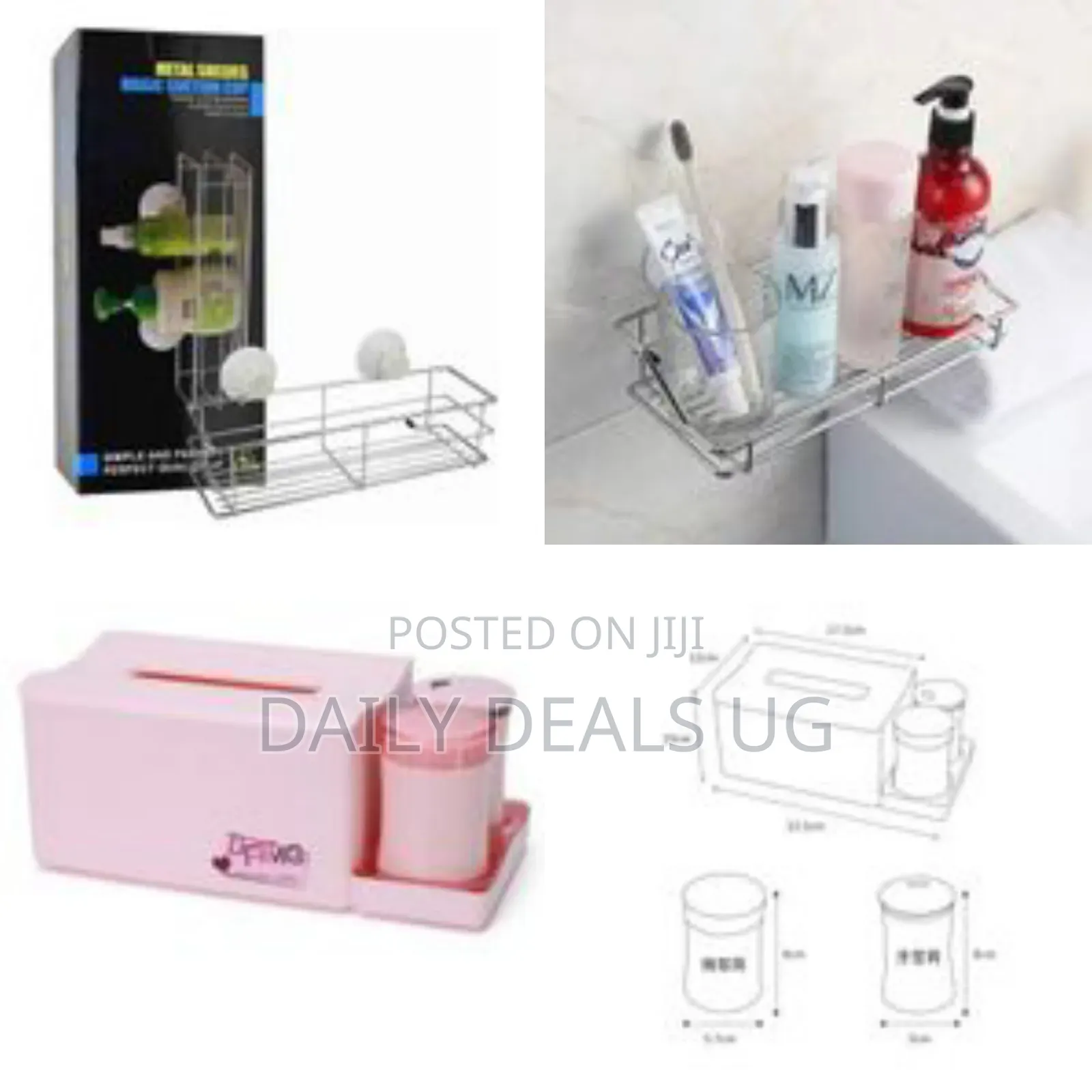 Tissue Box Storage With Cotton Swab Toothpick Can Holder-Pink