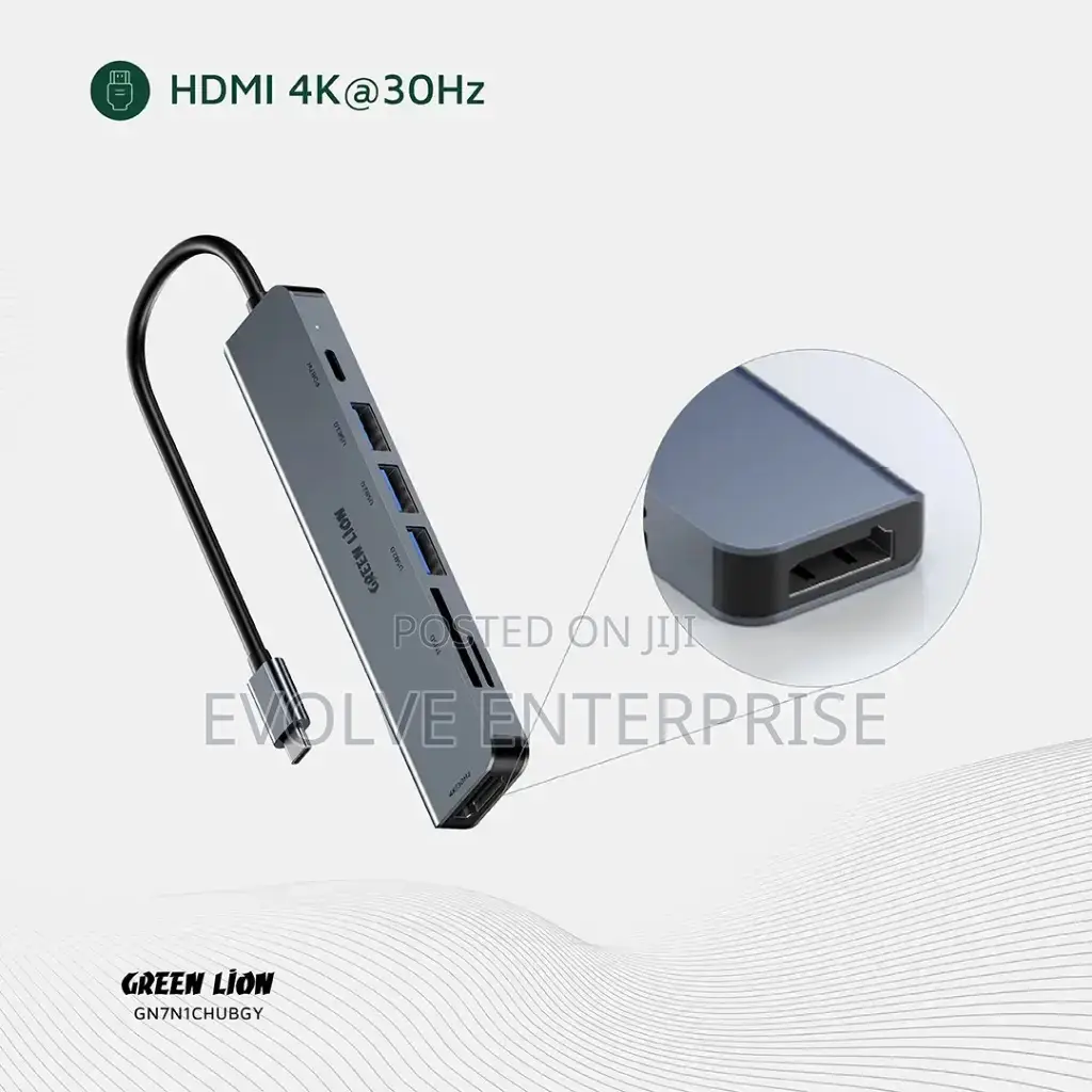 Green Lion 7-in-1 Usb-C Hub - Gray