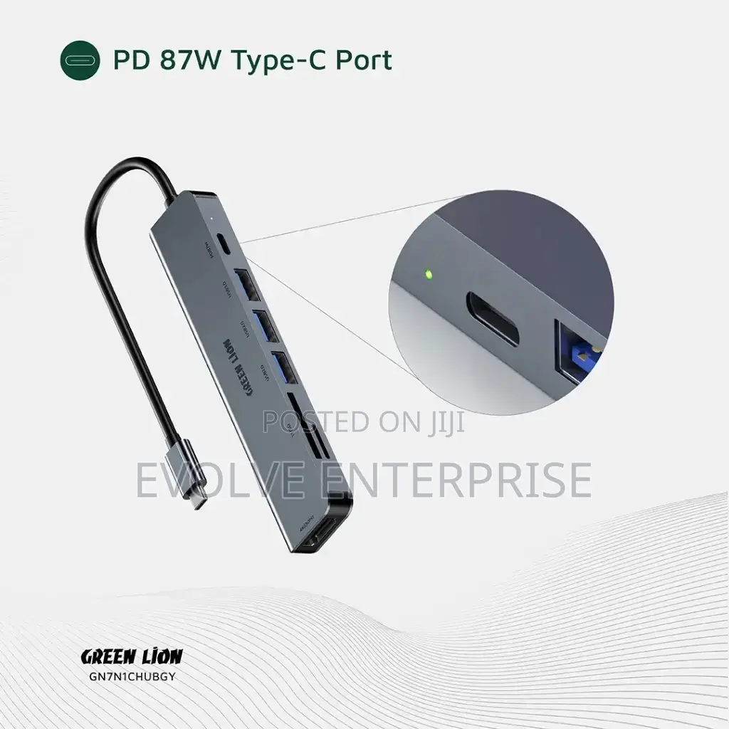 Green Lion 7-in-1 Usb-C Hub - Gray