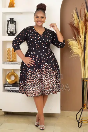Black Round Doted Office Dresses