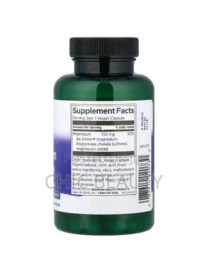 Swanson Albion Magnesium Glycinate Muscle and Bone, 90 Vegan Capsules