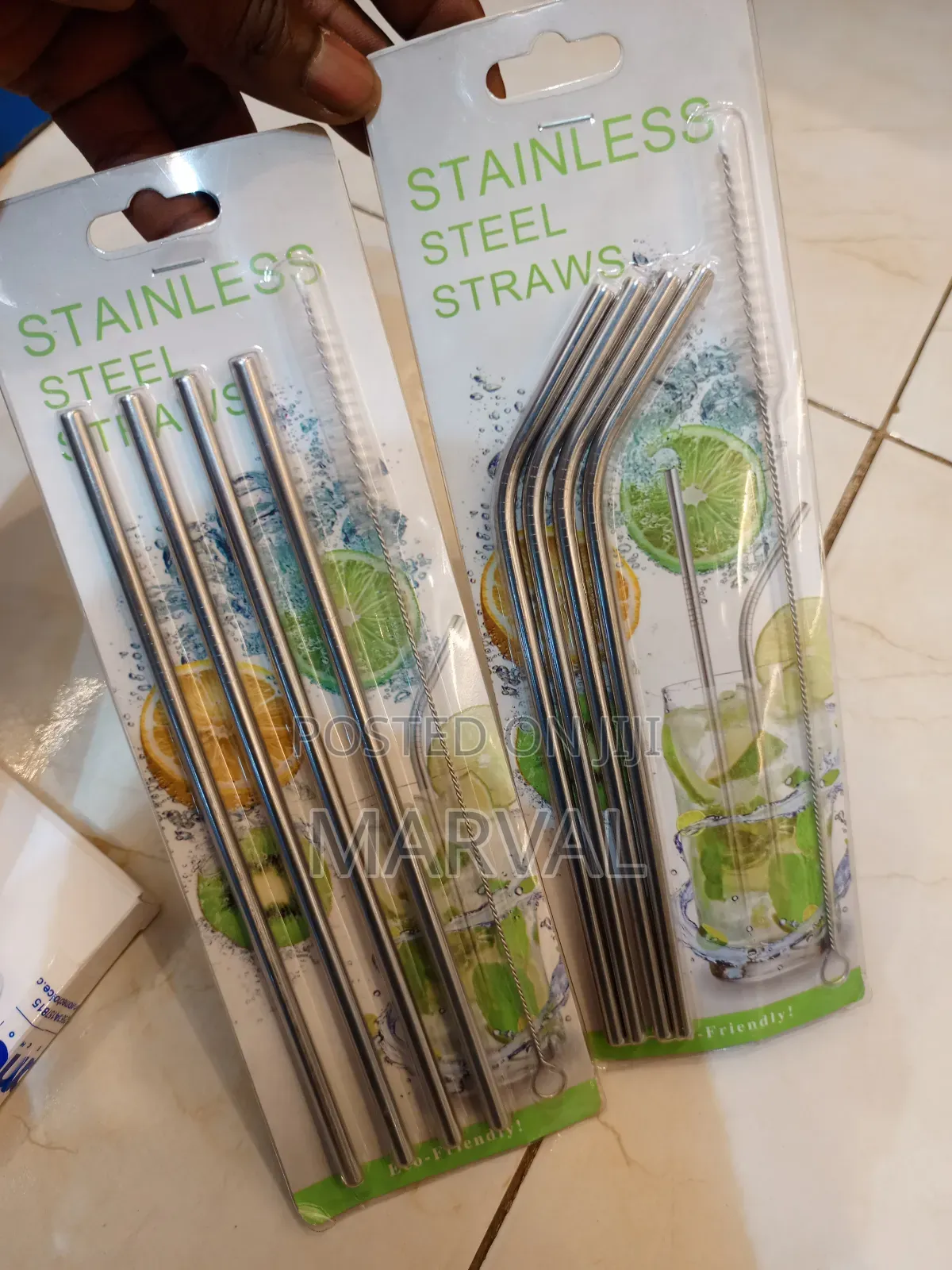4pc Reusable Stainless Steel Straws Set And 1 Cleaning Brush