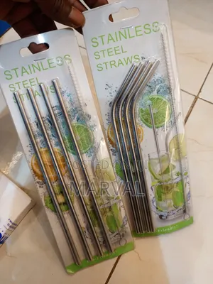 4pc Reusable Stainless Steel Straws Set And 1 Cleaning Brush