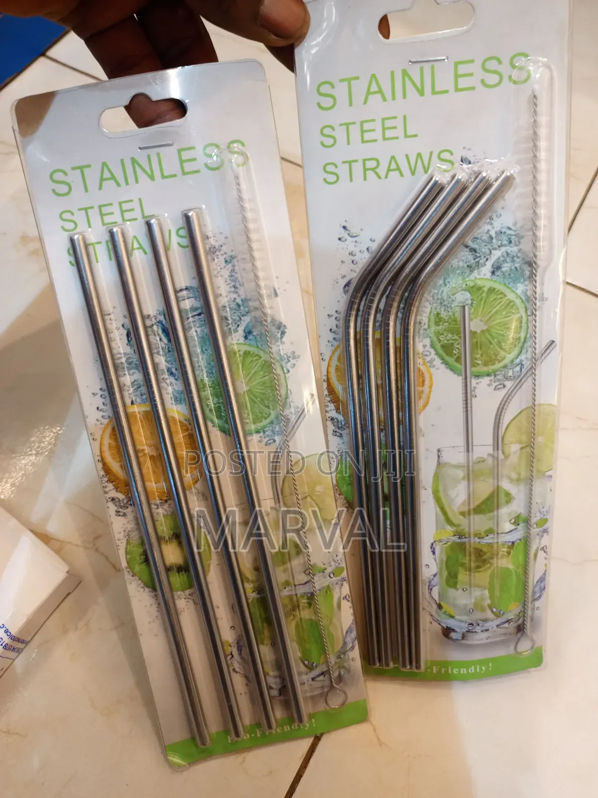 4pc Reusable Stainless Steel Straws Set And 1 Cleaning Brush