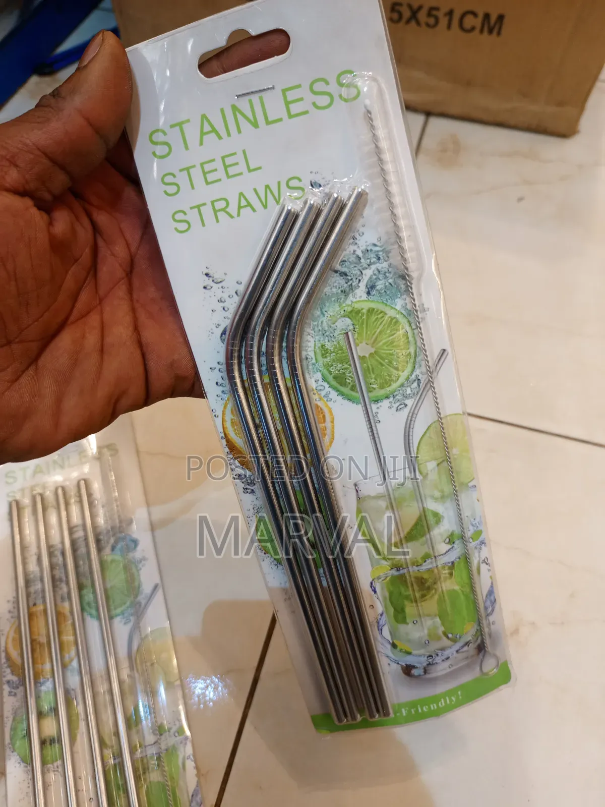 4pc Reusable Bent Stainless Steel Straws And One Cleaning Brush