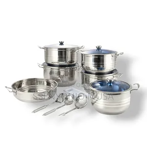 14-Piece Stainless Steel Kitchen Pot Set With Glass Lid