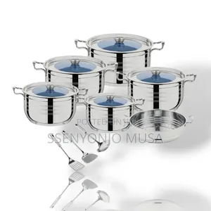 14-Piece Stainless Steel Kitchen Pot Set With Glass Lid