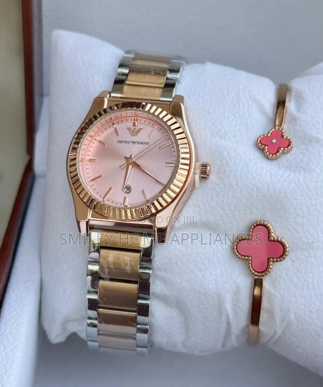 Rose Gold Emporio Armani Women's Wrist Stylish Gift Time With Bracelet