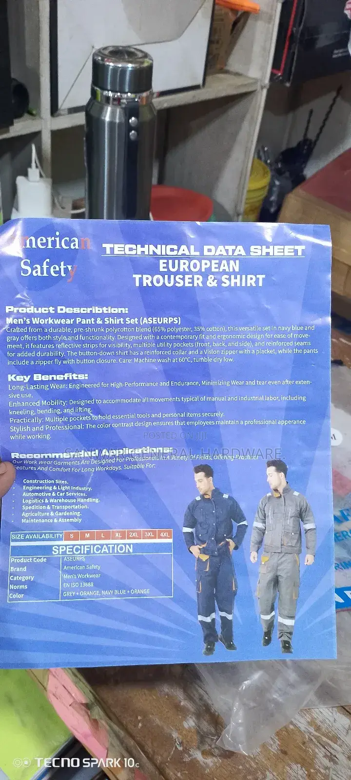 2pc-heavyduty Coveralls(Trouser&Shirt)With Reflectors American Safety.