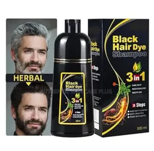 Instant Hair Grey Coverage Black Shampoo, 3 in 1 Black Dye.