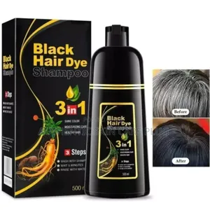 Instant Hair Grey Coverage Black Shampoo, 3 in 1 Black Dye.