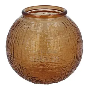 Round Orange Textured Vase Glass Bubble Bowl