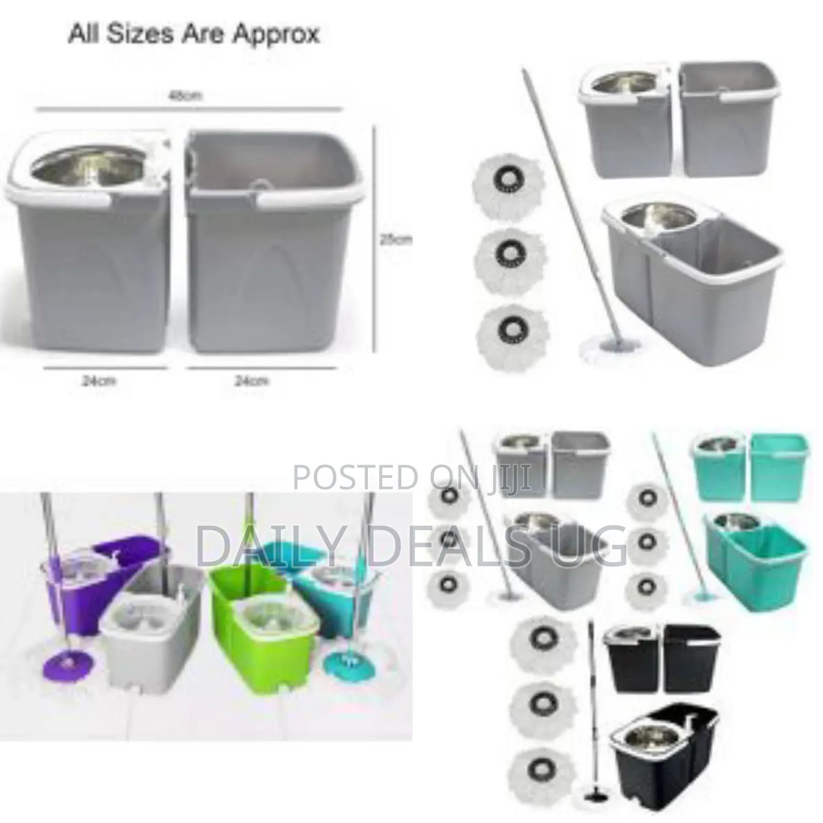 Space Saving 360° Dual Duo Floor Spin Mop Dispenser Bucket Set