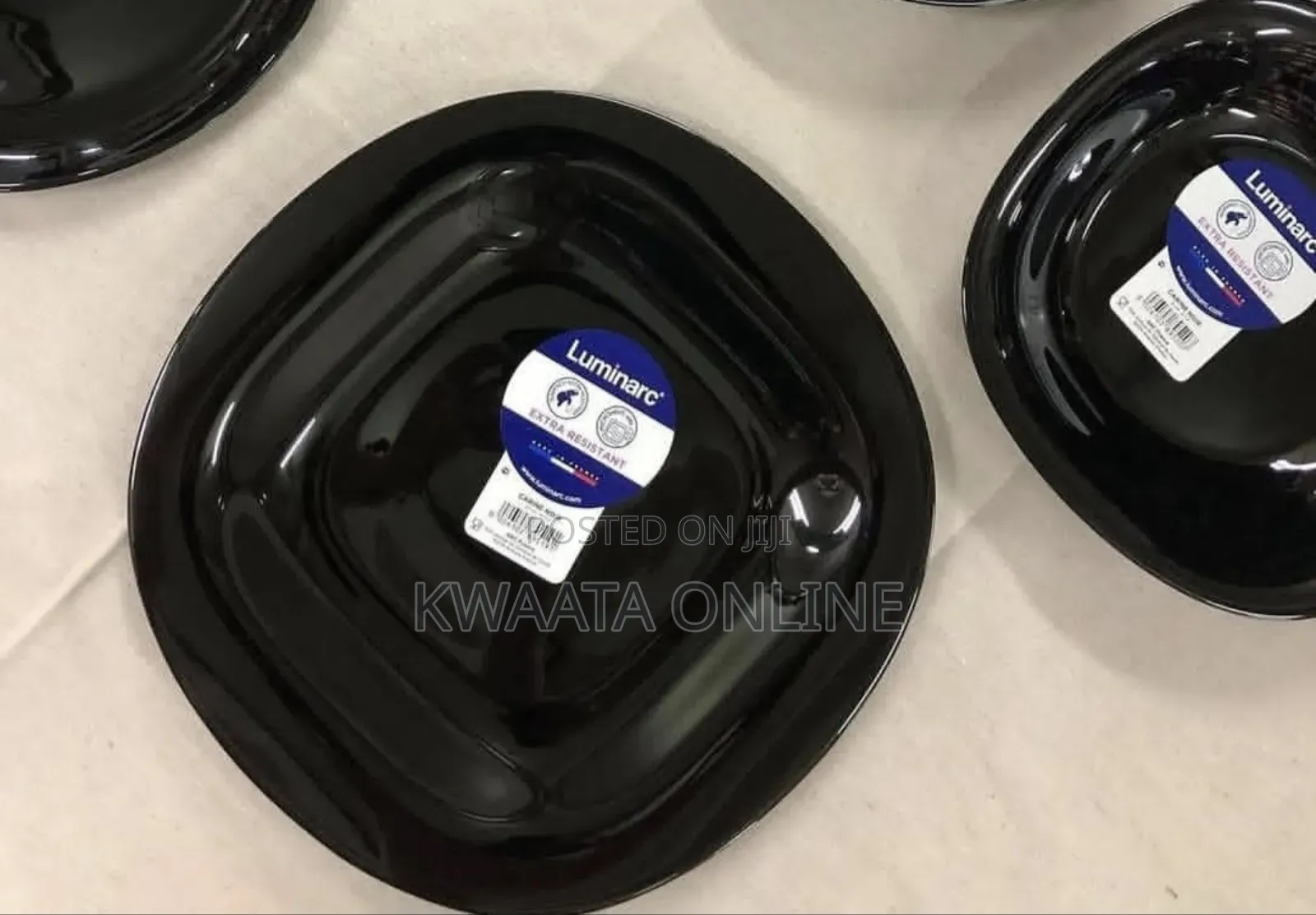 6piece Opal Glass Luminarc Plates Soft Black Tiers 27cm