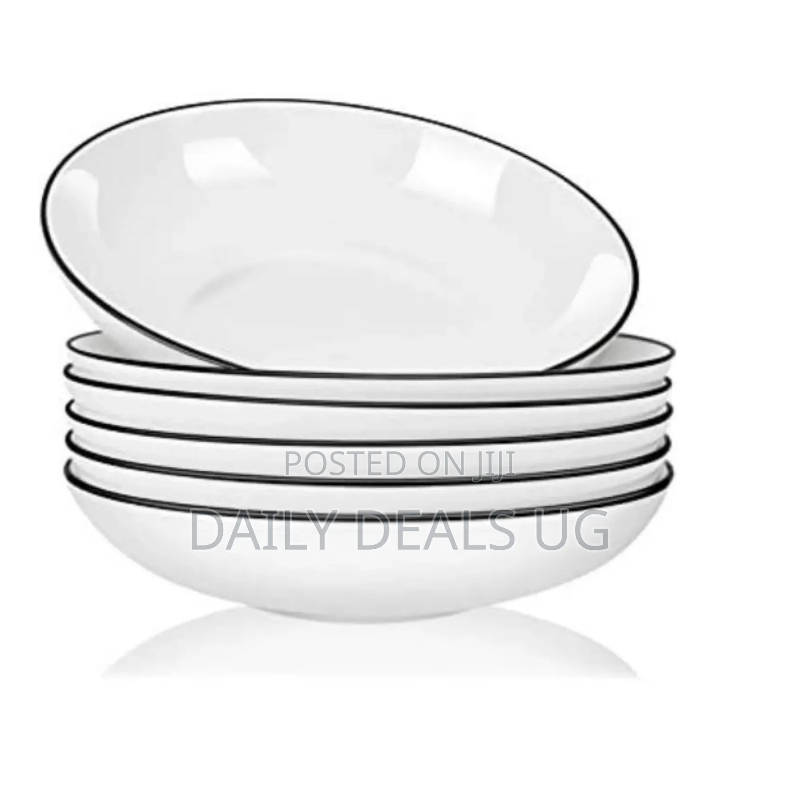 6 Pieces of Deep Soup Dinner Plates Bowls, White