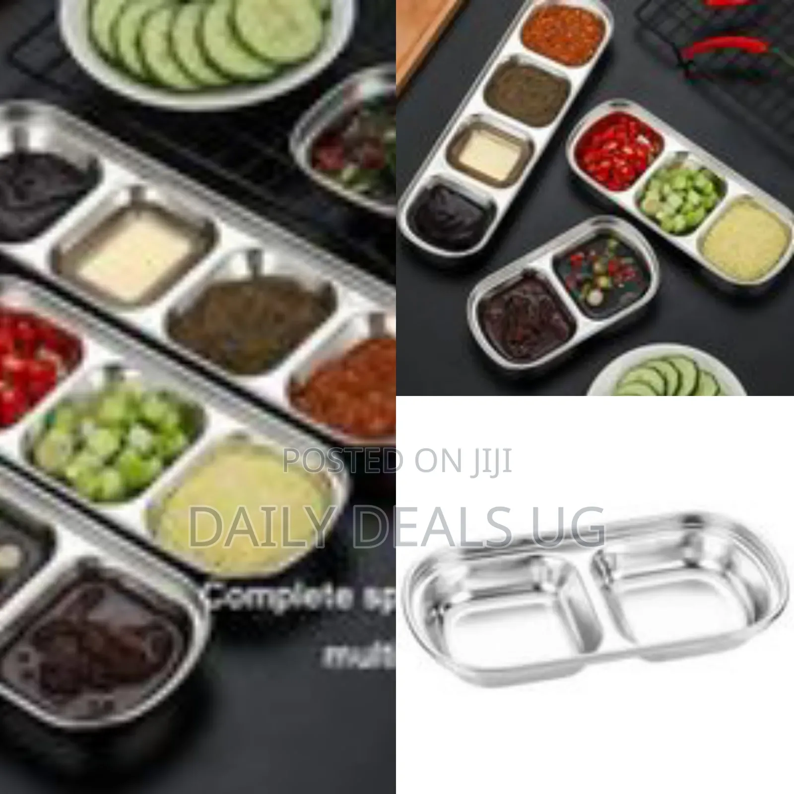 2 Compartment Salad Sauce Dish Food Dipping Bowl Seasoning Tray