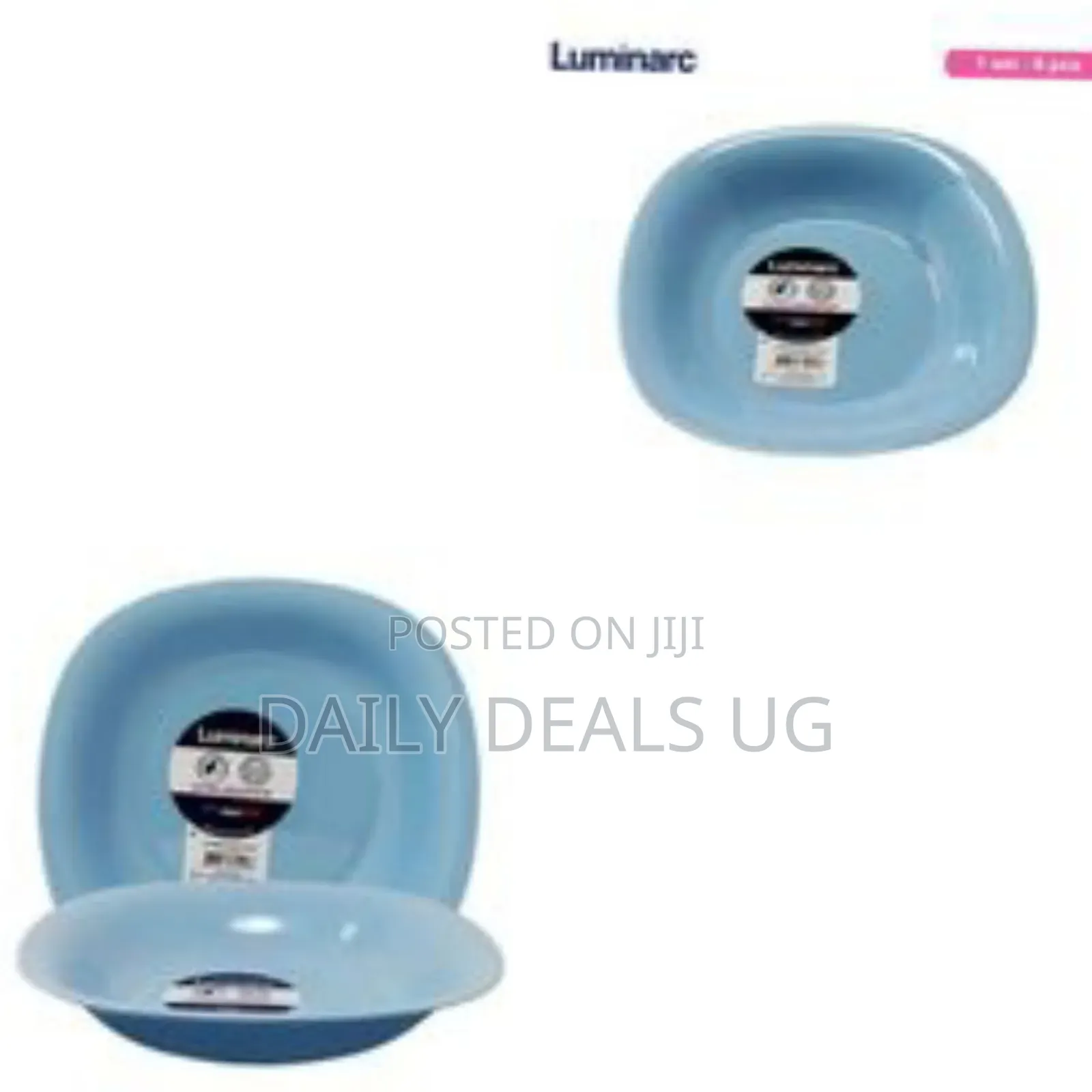 Luminarc 6 Pieces of Luminarc Square Plain Bowl Soup Plates -Blue