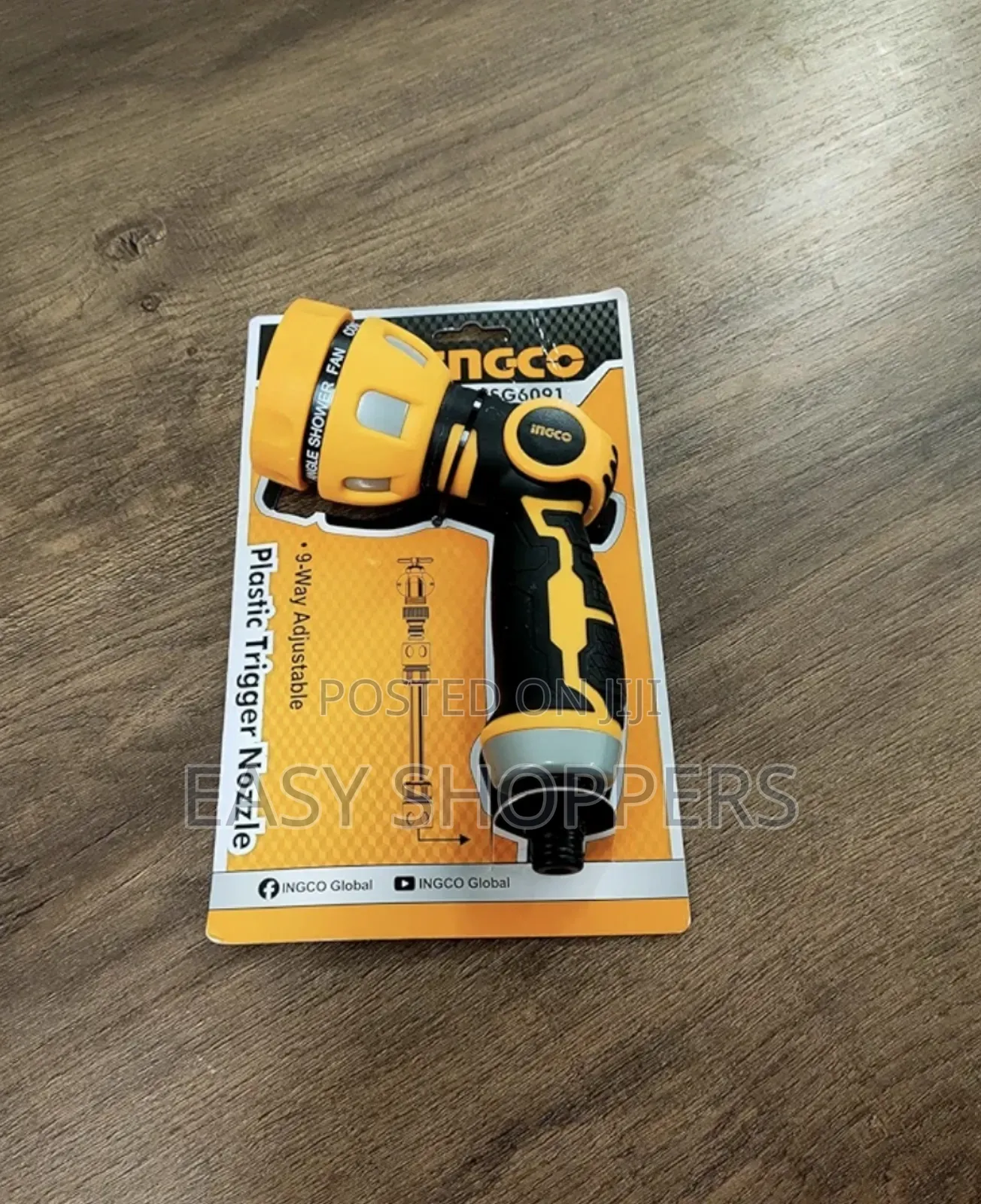 Ingco Garden Hose Nozzle, 9-Way Adjustable Plastic Trigger Sprayer