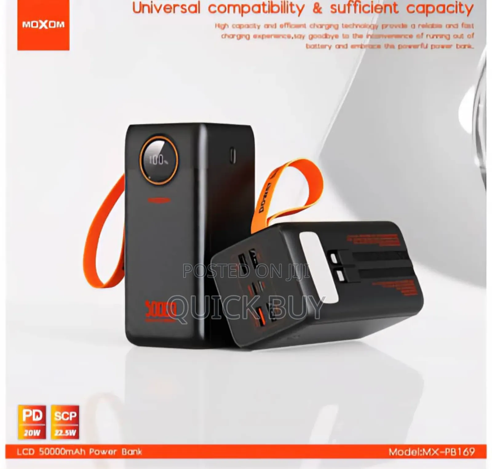 Moxom 50,000mah 22.5w LCD Display Power Bank