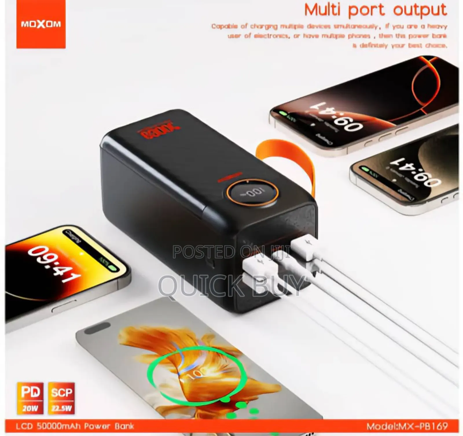 Moxom 50,000mah 22.5w LCD Display Power Bank
