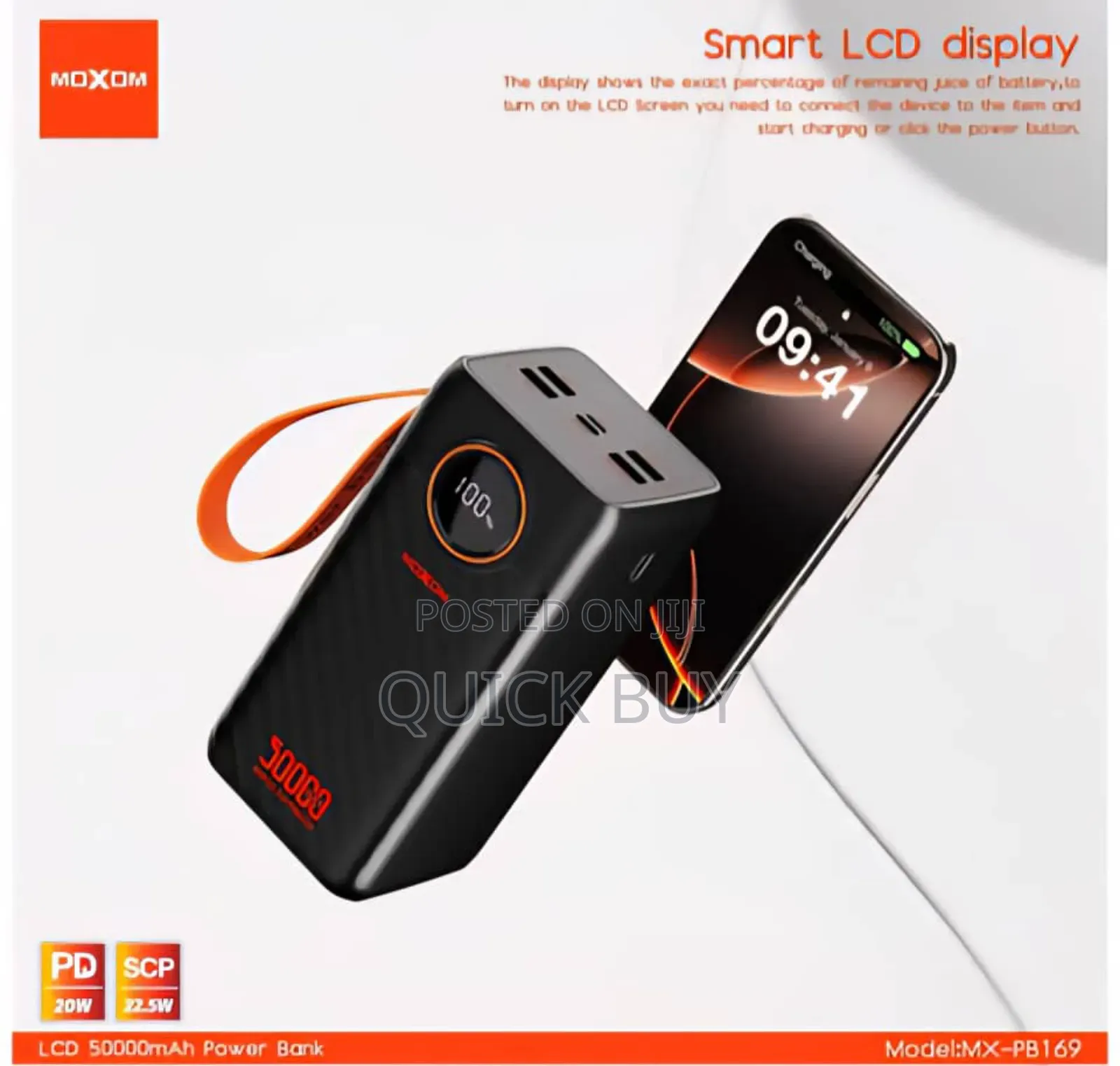 Moxom 50,000mah 22.5w LCD Display Power Bank