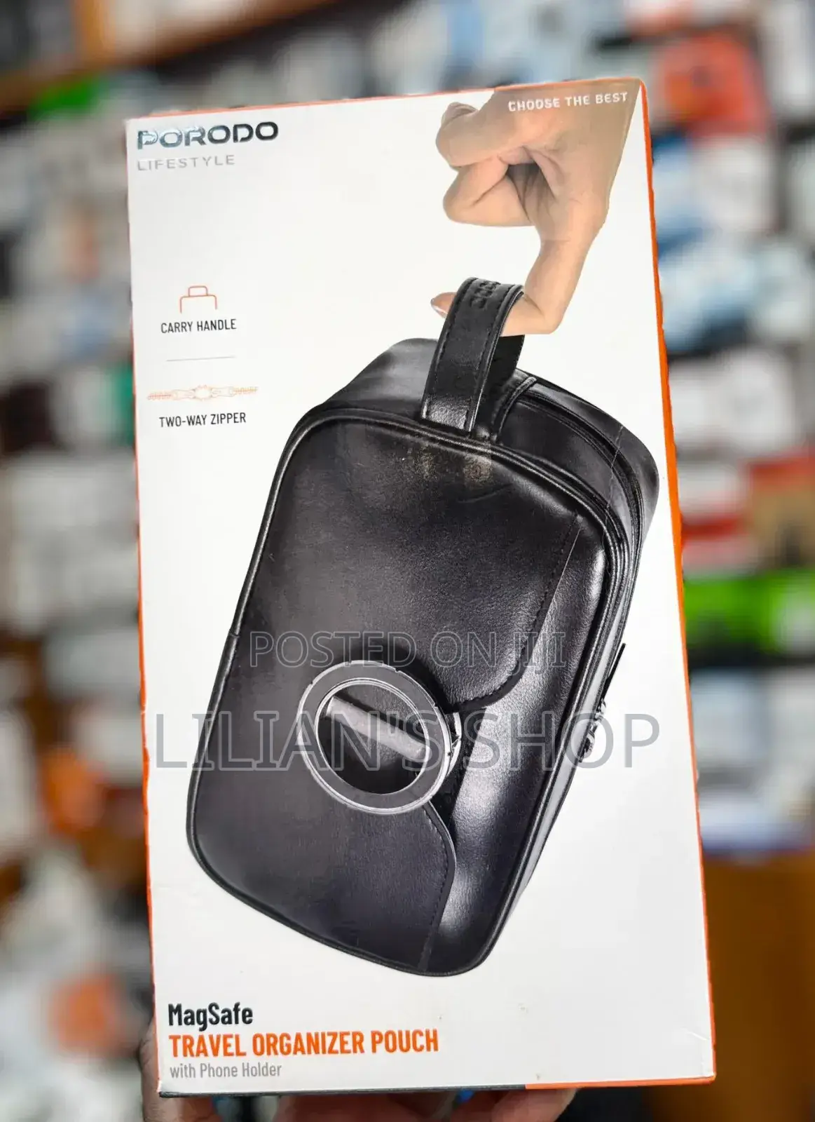 Porodo Magsafe Travel Organizer Pouch With Phone Holder