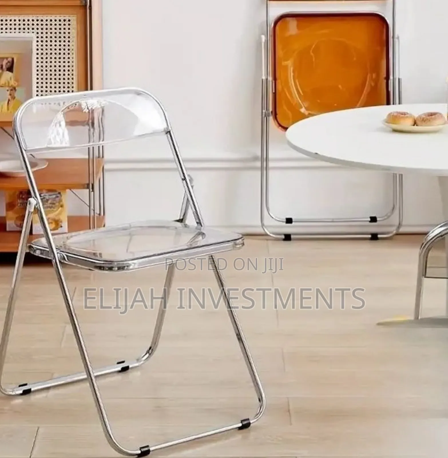 Folding Dining Chair,Plastic Panel Metal Chrome Frame