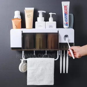 Space Saving Toothpaste Dispenser and Toothbrush Holder