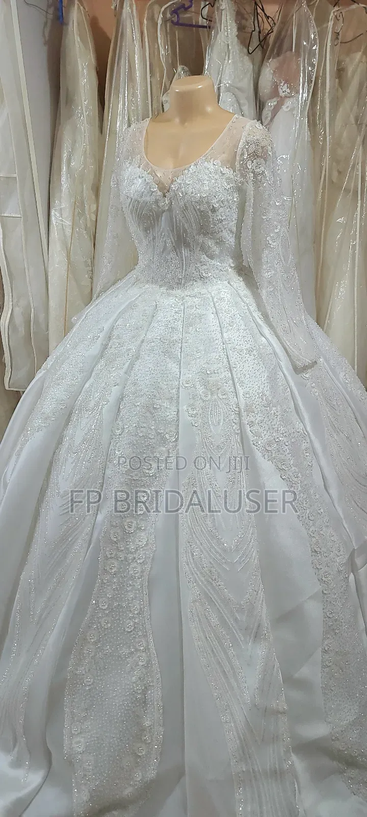 Wedding Gown for Hire Floral Longsleeved