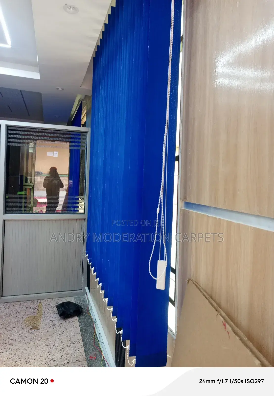Pure Blue Blind Office Curtains