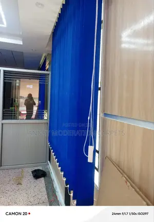 Pure Blue Blind Office Curtains