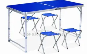 Foldable Camping Table and 4 Chairs Set
