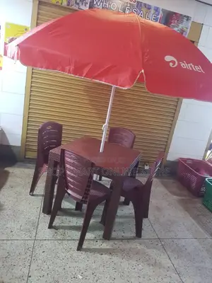 Outdoor Plastic Table and Chairs Umbrella Set