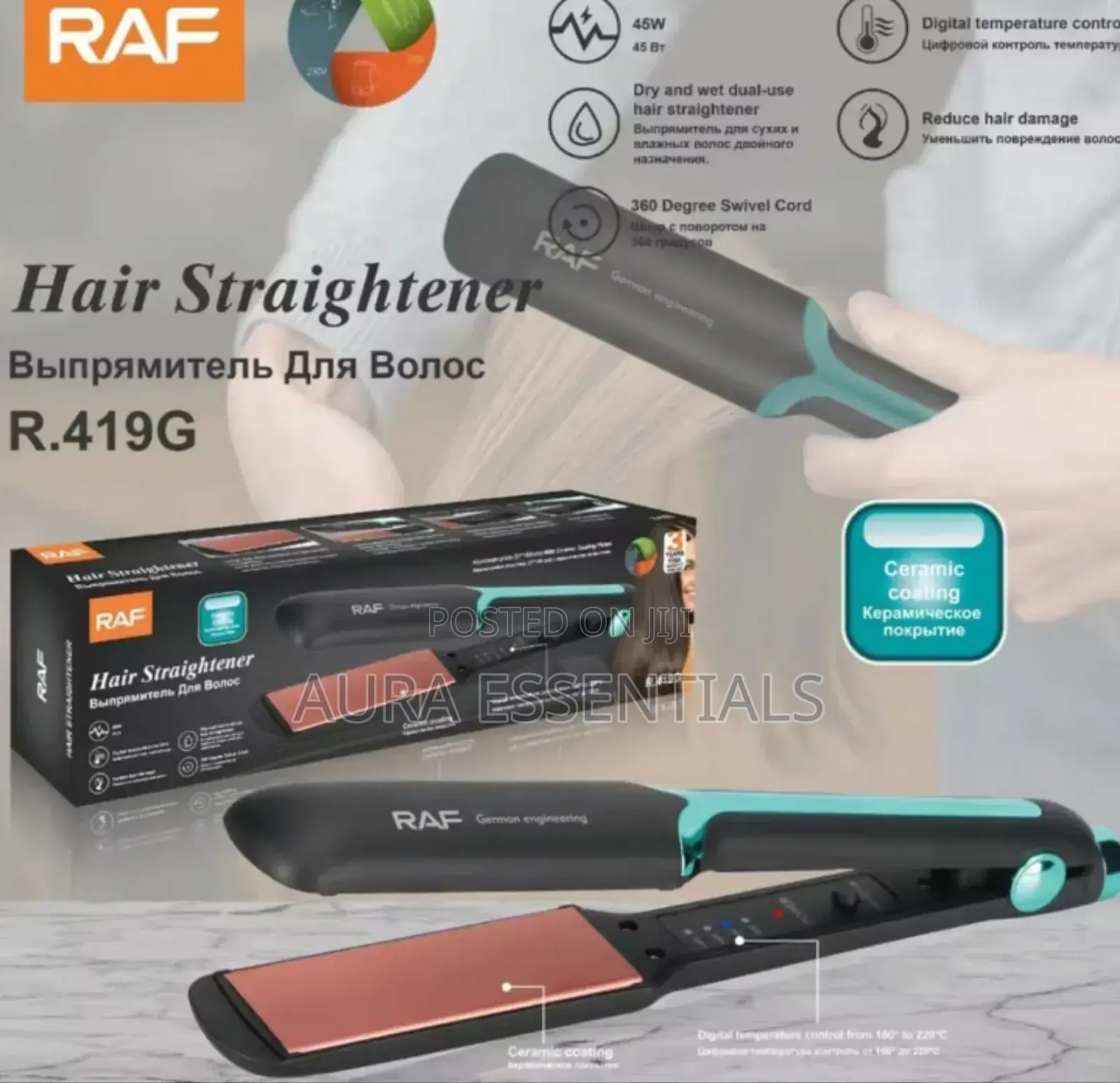 Raf Professional Ptc Electric Hair Straightener Iron