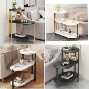 Narrow Nightstand 3 Tiers Faux Storage Marble-Style Small Spaces