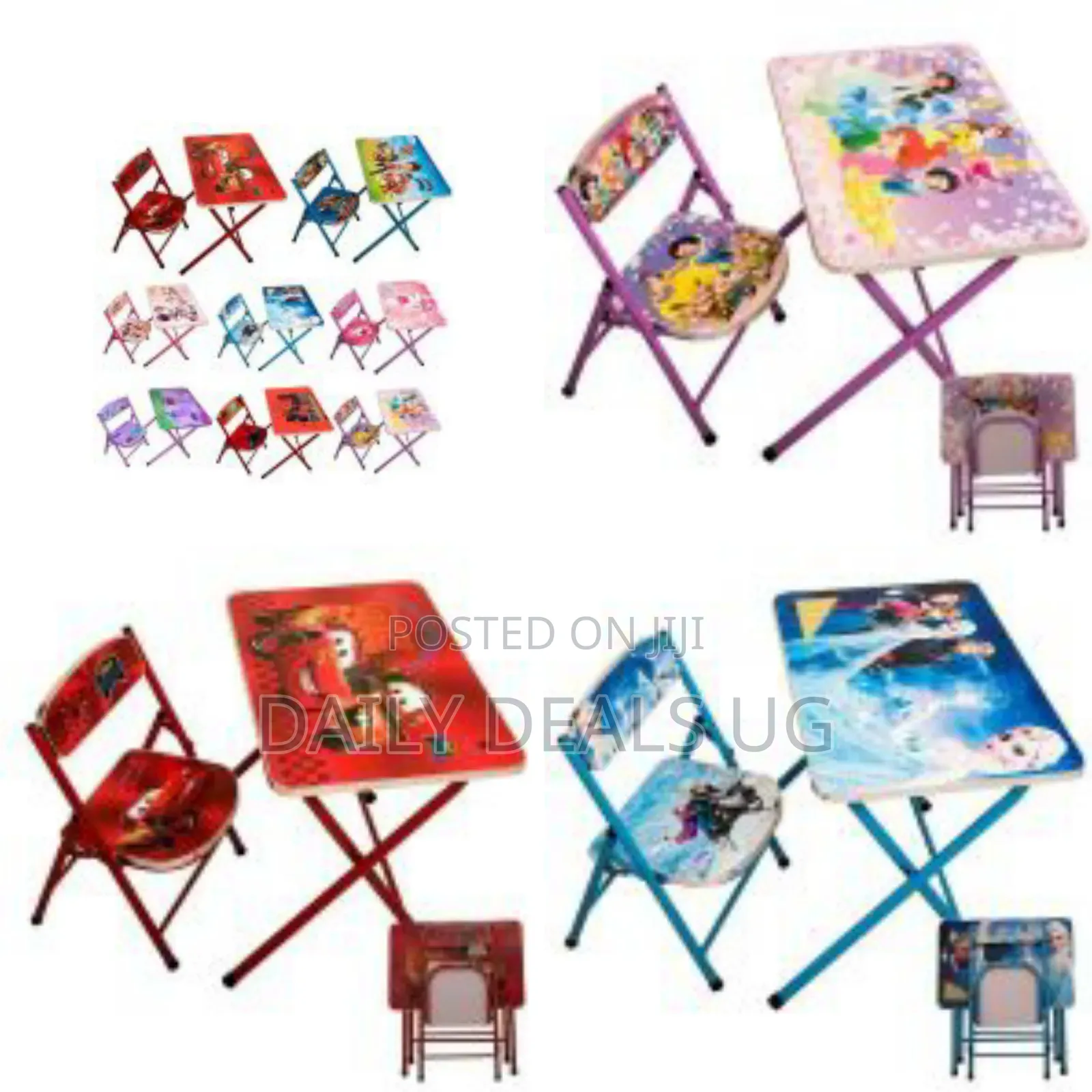 Foldable Characters Kids Table and Chairs Portable Cartoon Activity
