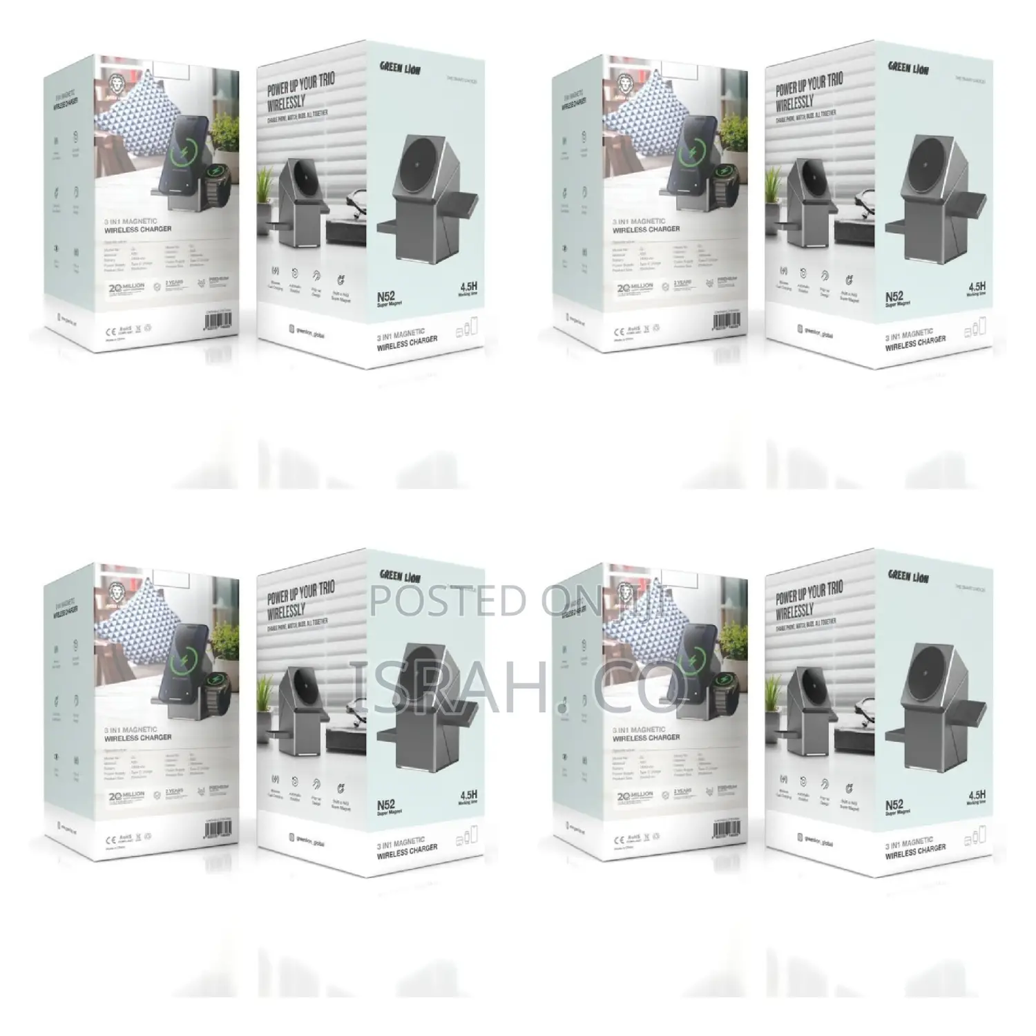 Green Lion Power Trio 3 in 1 Wireless 15w Fast Charger,