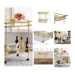 2-Tier Bar Cart for Hotel Service, Home Serving Cart Storage Trolley
