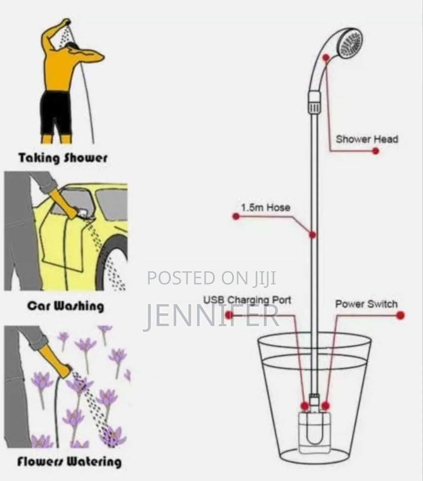 Portable Rechargeable Travel Shower Machine