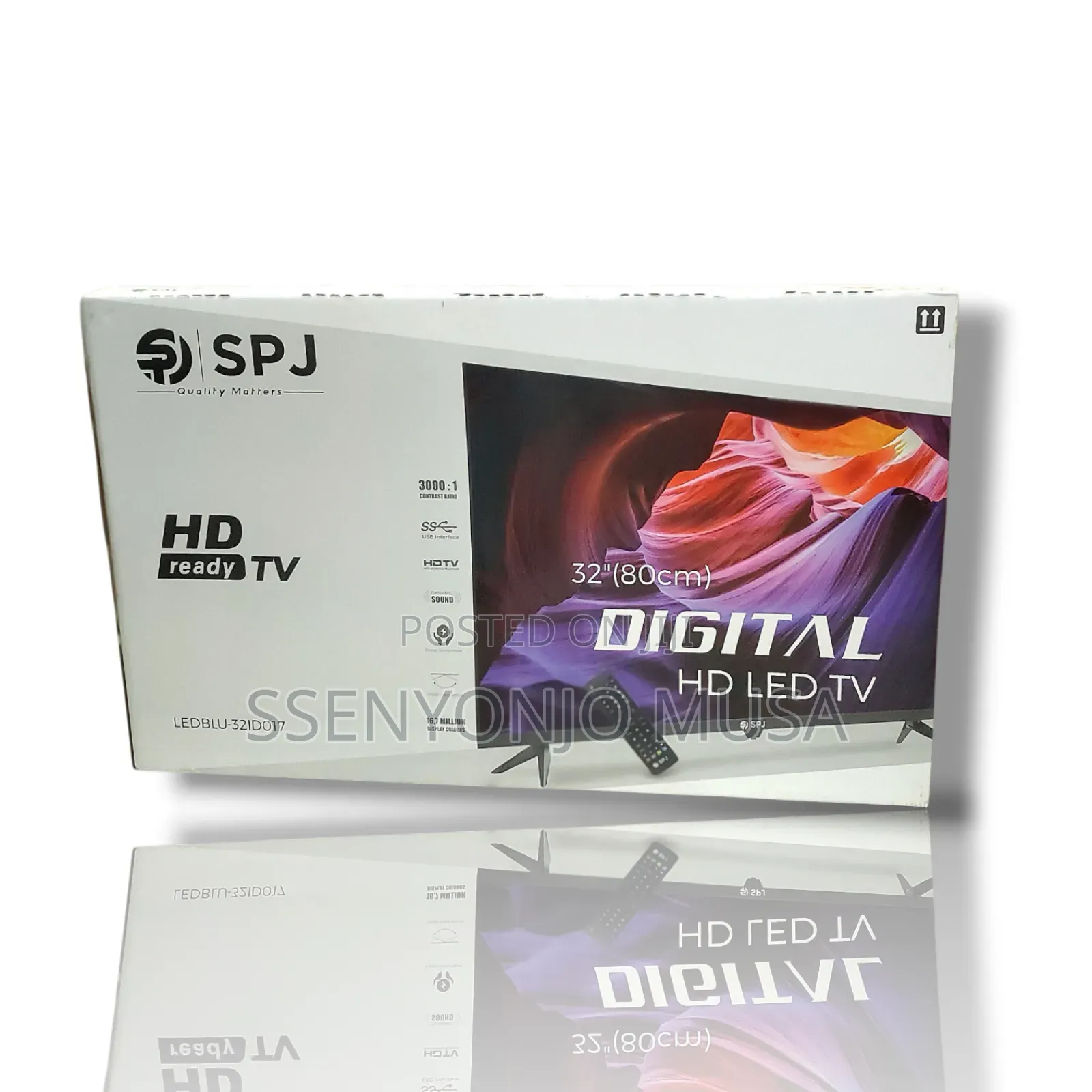 SPJ Tv 32"Inches FHD Digital Led Flameless With in-Built Free to Air.